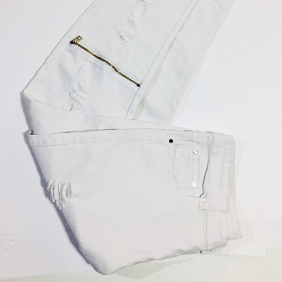 DANT BULUN Zipper Ripped Biker Jeans Skinny - Picture 6 of 8